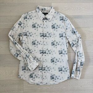 John Varvatos Main Lone White and Blue Floral Men's Shirt - Excellent condition